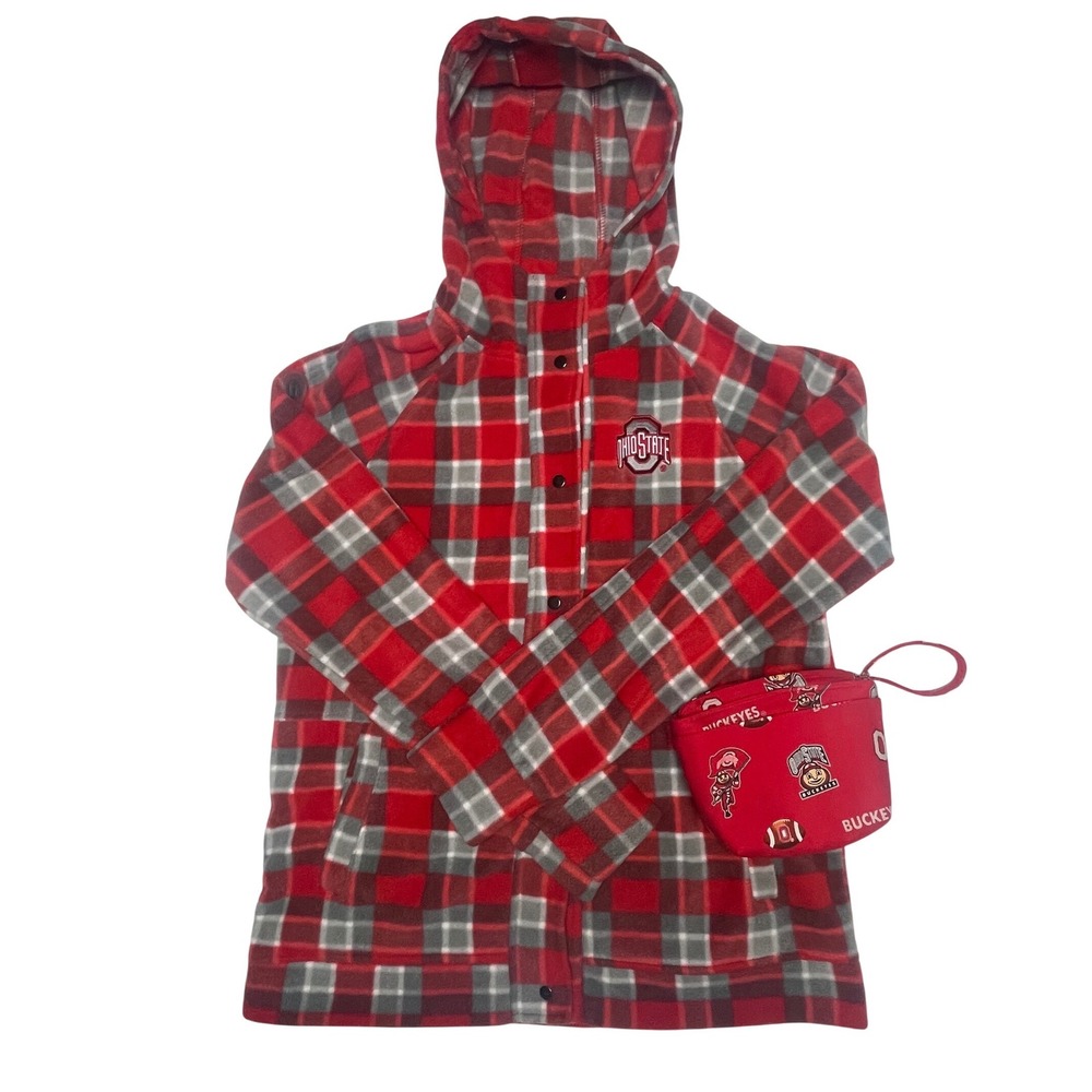 Ohio State Buckeyes Fleece Jacket Matching Wristlet Bag Bundle‎ Womens Large
